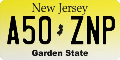 NJ license plate A50ZNP
