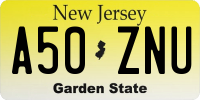 NJ license plate A50ZNU