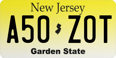 NJ license plate A50ZOT