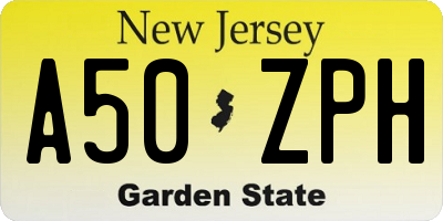 NJ license plate A50ZPH