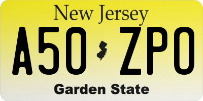 NJ license plate A50ZPO