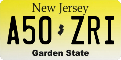 NJ license plate A50ZRI