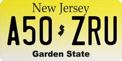 NJ license plate A50ZRU