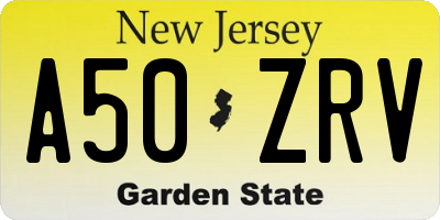 NJ license plate A50ZRV