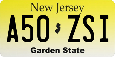 NJ license plate A50ZSI