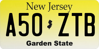NJ license plate A50ZTB