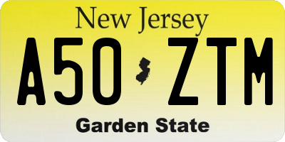 NJ license plate A50ZTM