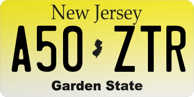 NJ license plate A50ZTR