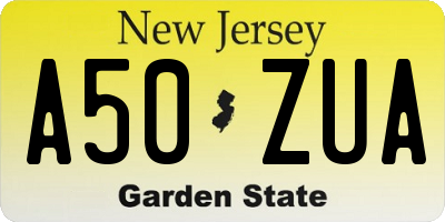 NJ license plate A50ZUA