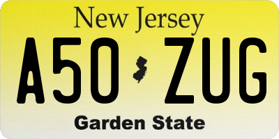 NJ license plate A50ZUG