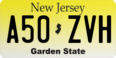 NJ license plate A50ZVH