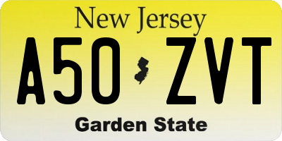 NJ license plate A50ZVT