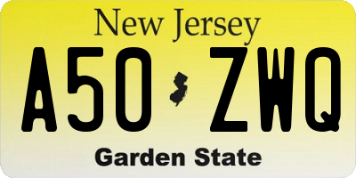 NJ license plate A50ZWQ
