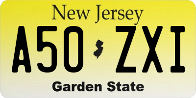 NJ license plate A50ZXI