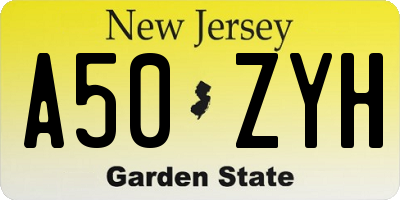 NJ license plate A50ZYH
