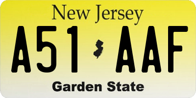 NJ license plate A51AAF
