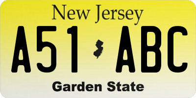 NJ license plate A51ABC