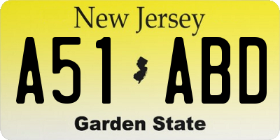 NJ license plate A51ABD