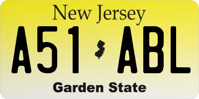 NJ license plate A51ABL