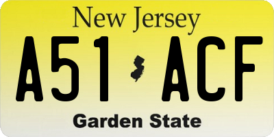 NJ license plate A51ACF