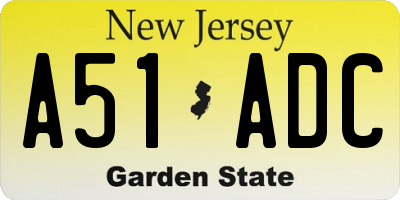 NJ license plate A51ADC