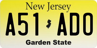 NJ license plate A51ADO