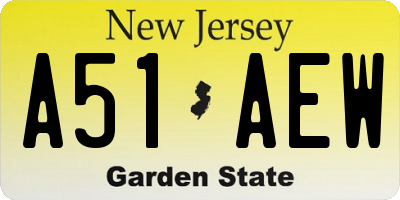 NJ license plate A51AEW