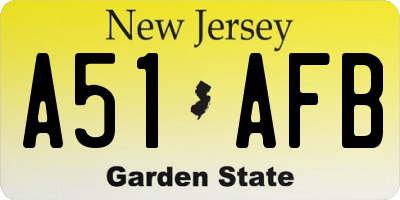 NJ license plate A51AFB