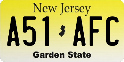 NJ license plate A51AFC