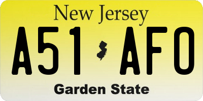 NJ license plate A51AFO