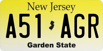 NJ license plate A51AGR