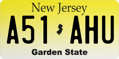 NJ license plate A51AHU