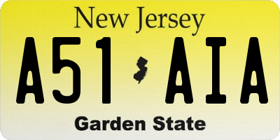 NJ license plate A51AIA