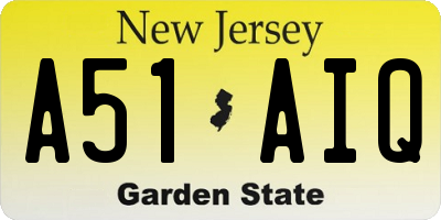 NJ license plate A51AIQ