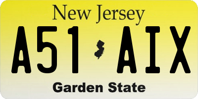 NJ license plate A51AIX