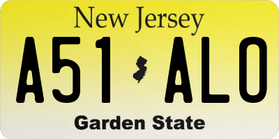 NJ license plate A51ALO