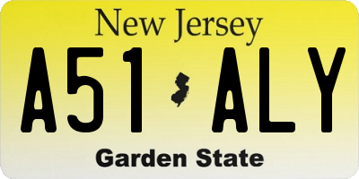 NJ license plate A51ALY