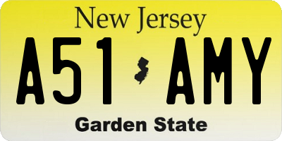 NJ license plate A51AMY