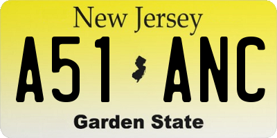 NJ license plate A51ANC