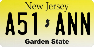 NJ license plate A51ANN