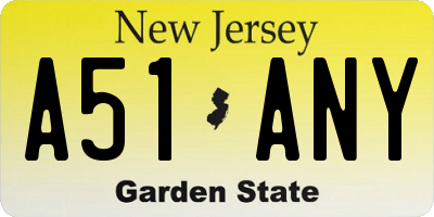 NJ license plate A51ANY