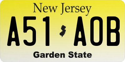 NJ license plate A51AOB