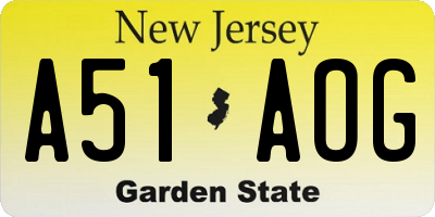 NJ license plate A51AOG