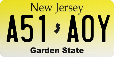 NJ license plate A51AOY