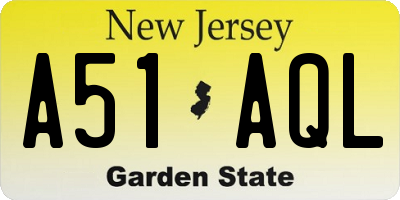 NJ license plate A51AQL