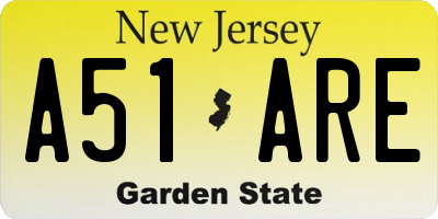 NJ license plate A51ARE