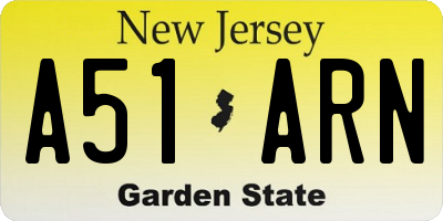 NJ license plate A51ARN