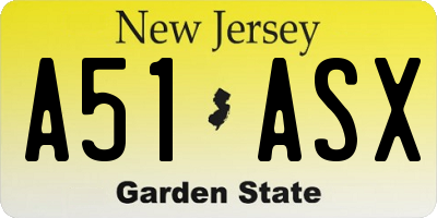 NJ license plate A51ASX