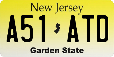 NJ license plate A51ATD
