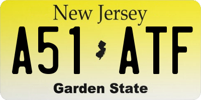 NJ license plate A51ATF
